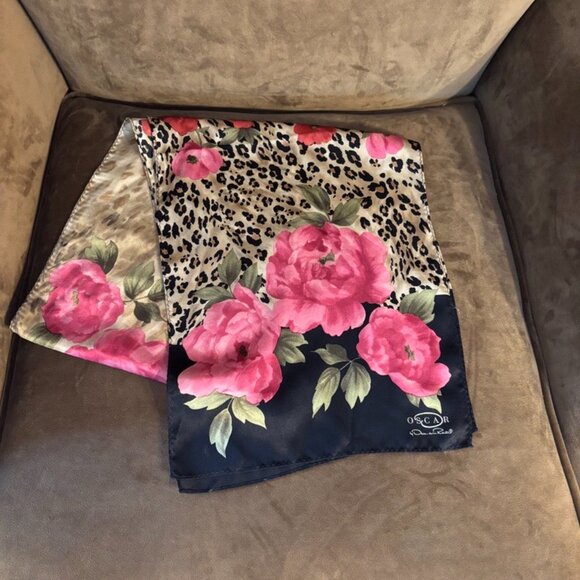 Vintage Oscar de la Renta Silk Scarf - Oblong 50" x 11" inch - Picture 3 of 4